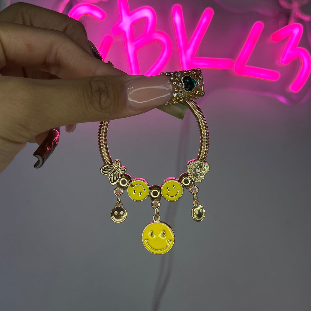 Gold & Yellow KIDS Smiley Spring Charm Bracelet