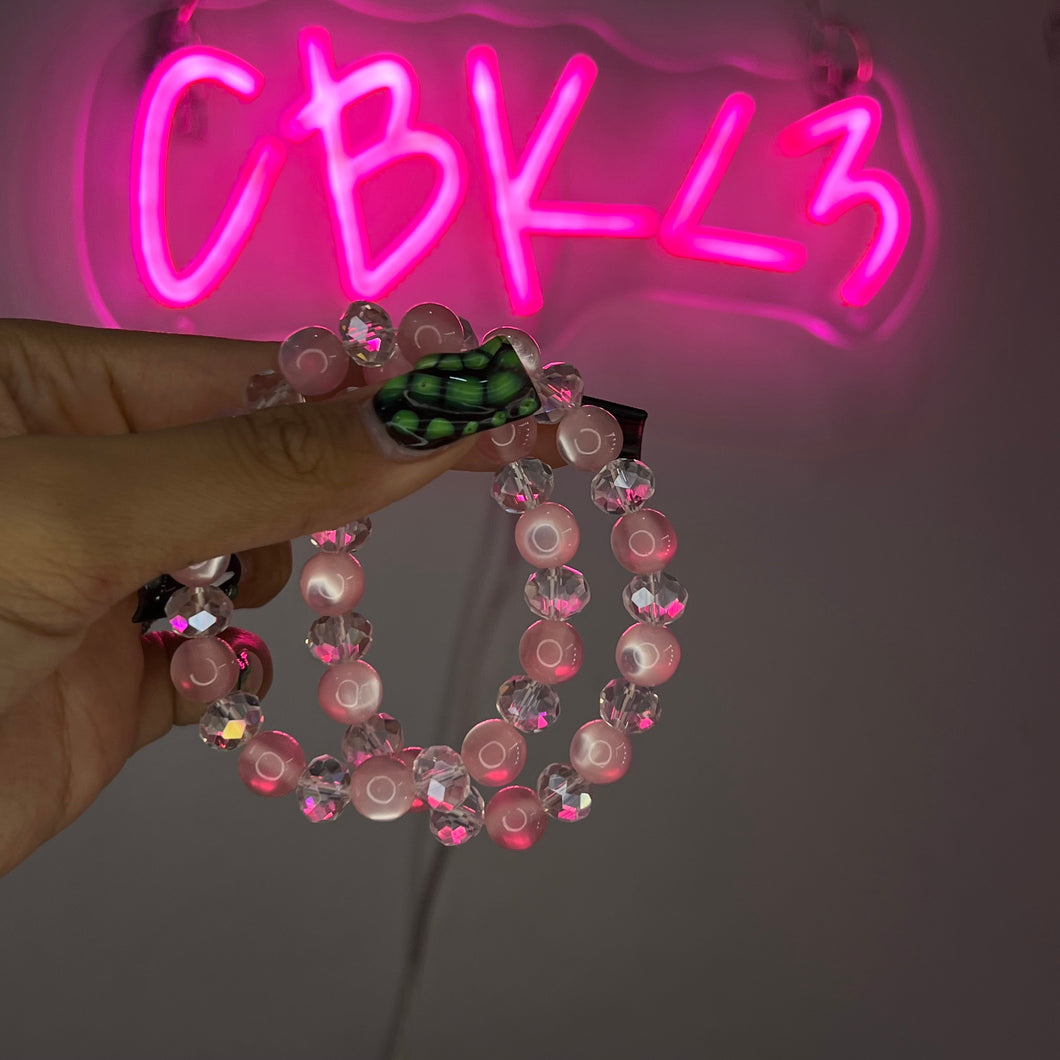 Pink & Clear Basic Beaded Bracelet