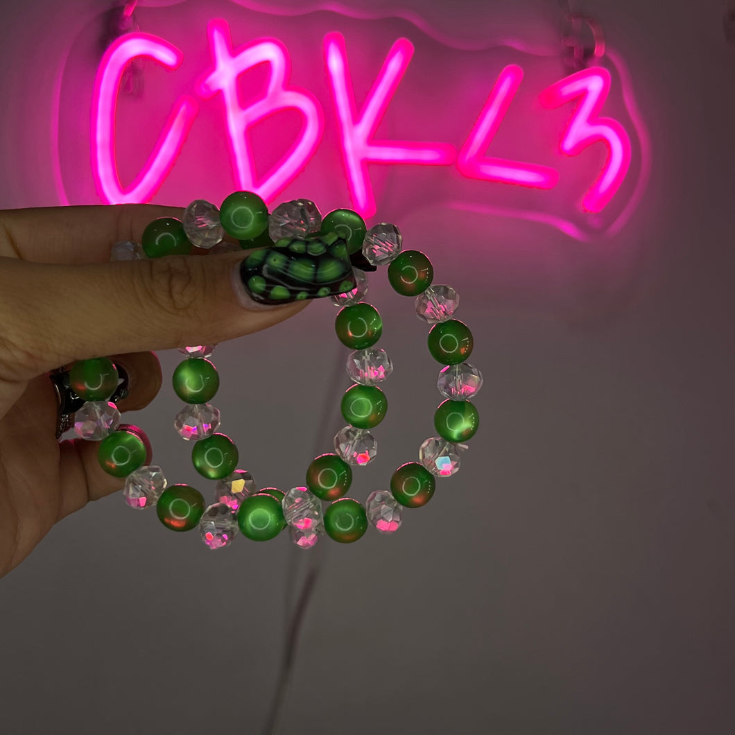Green & Clear Basic Beaded Bracelet
