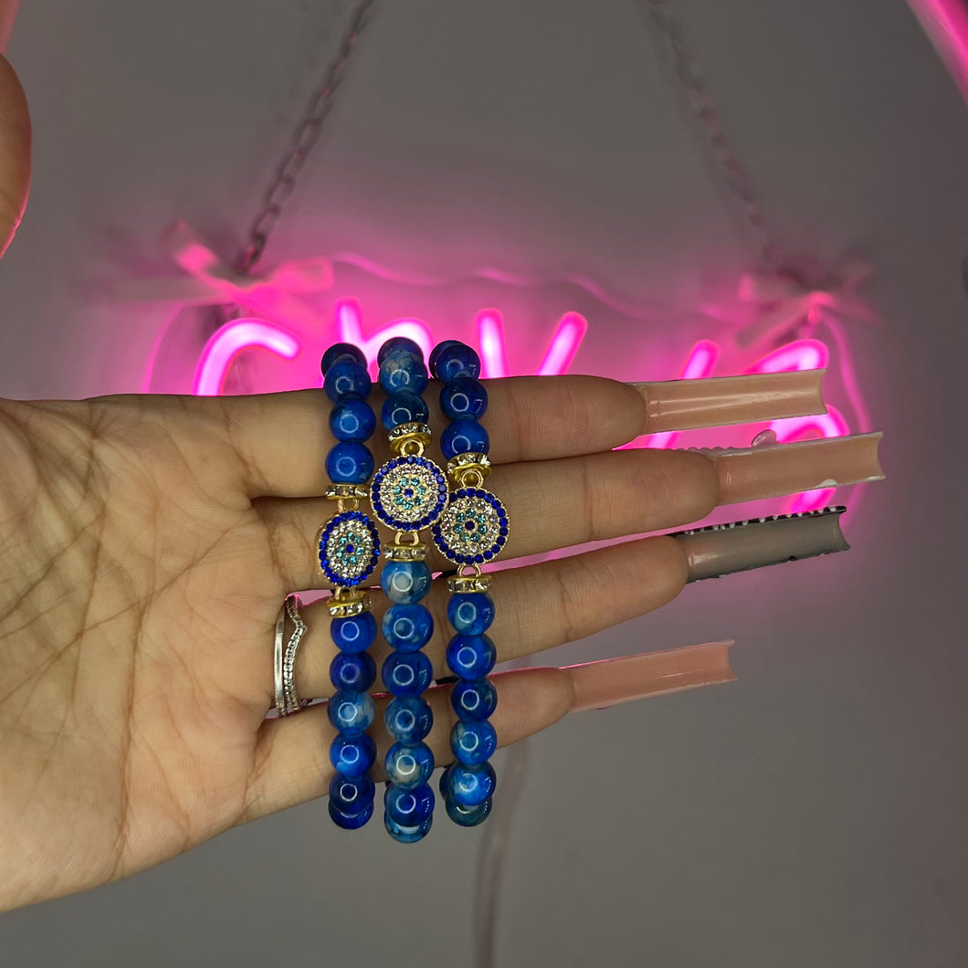 Blue Sparkle EE Beaded Bracelet