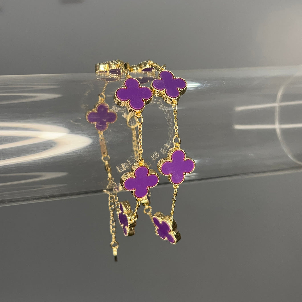 Gold & Purple Dainty Klover Clasp Bracelet
