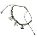 White & Silver  3 Hearts Adjustable String Bracelet