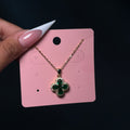 Gold & Green Diamantè Klover Necklace