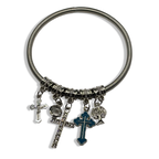 Blue & Silver Cross Spring Charm Bracelet