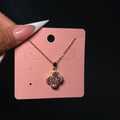 Gold & Pink Diamantè Klover Necklace