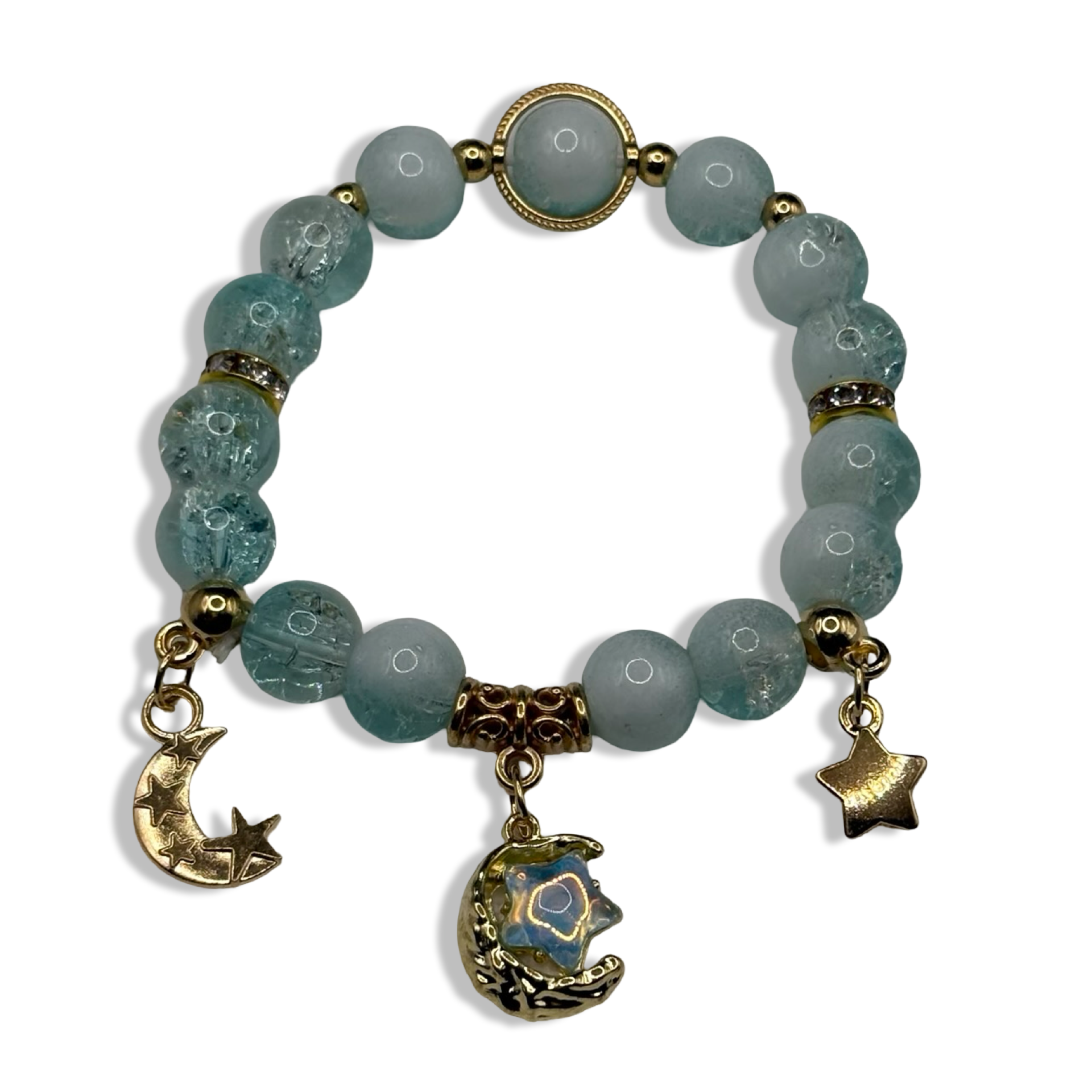 Blue & Gold Luna Beaded Bracelet
