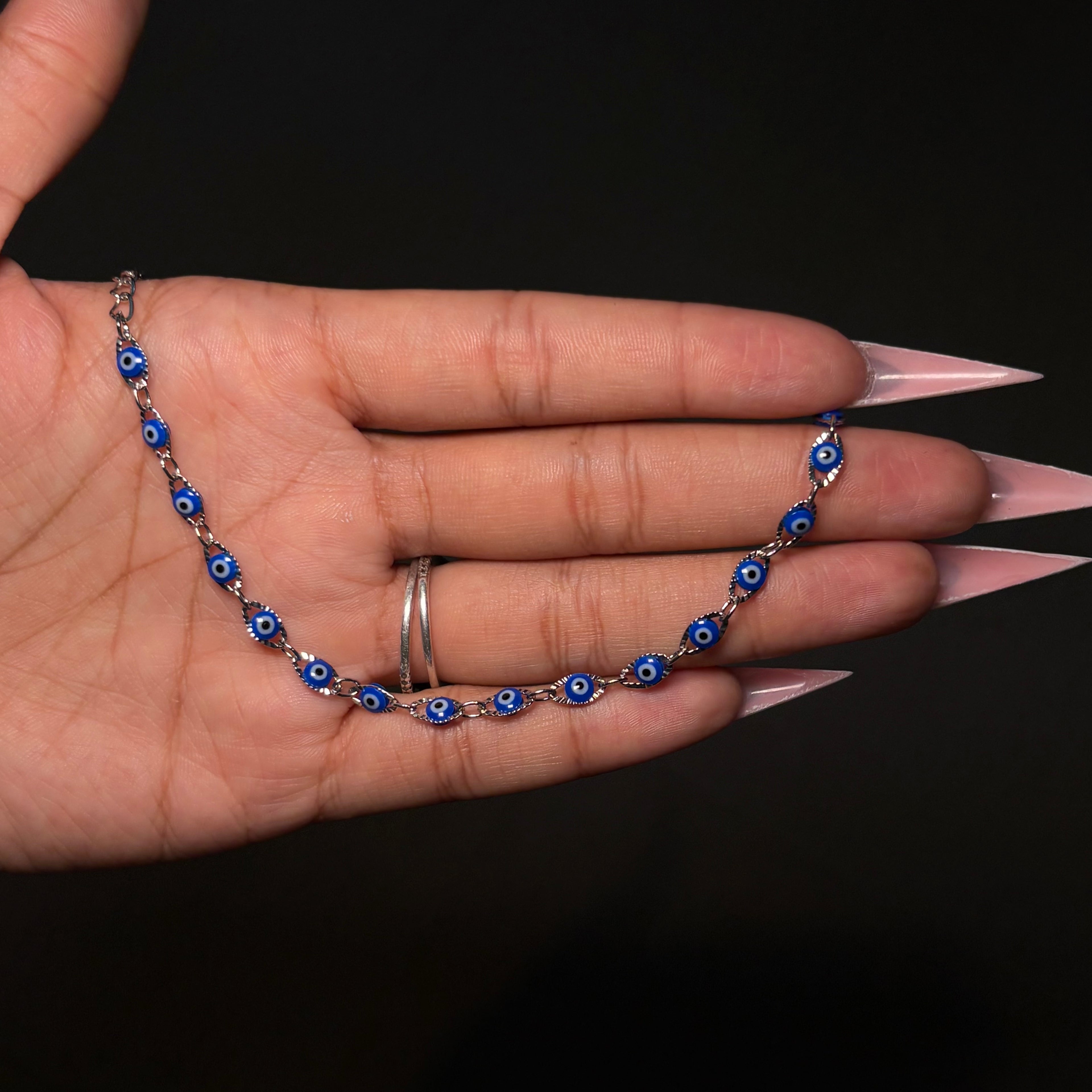 Silver & Blue Mal de Ojo Tennis Bracelet