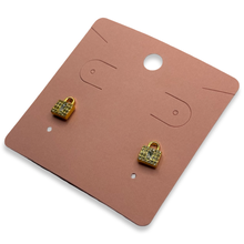 Load image into Gallery viewer, Gold Diamante Love Lock Stud Earrings
