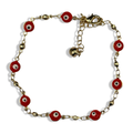 Gold & Red Mal De Ojo Anklet
