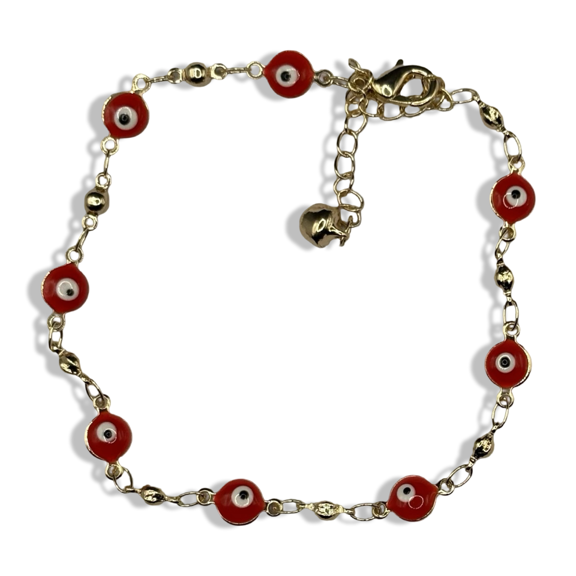 Gold & Red Mal De Ojo Anklet