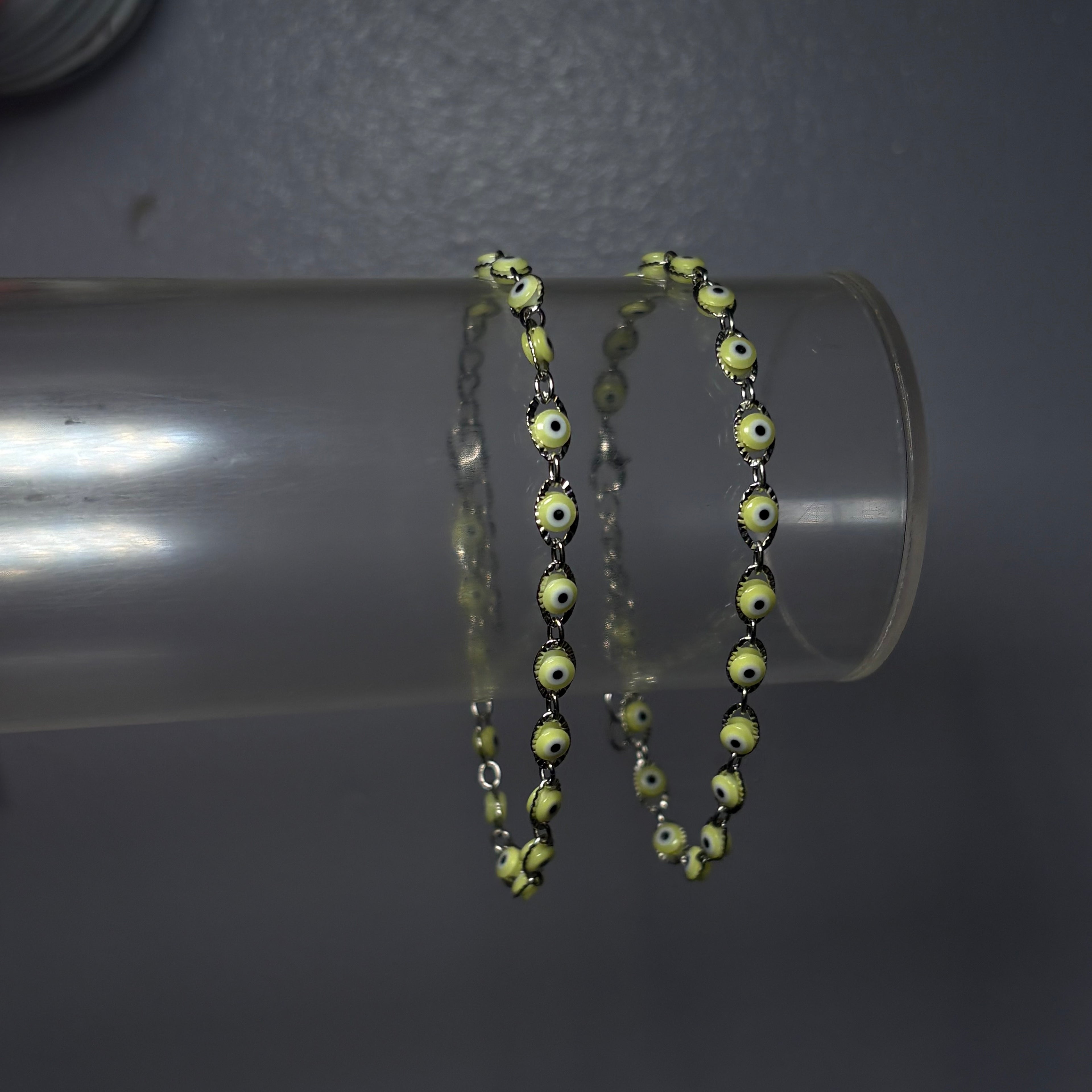 Silver & Yellow Mal de Ojo Tennis Bracelet
