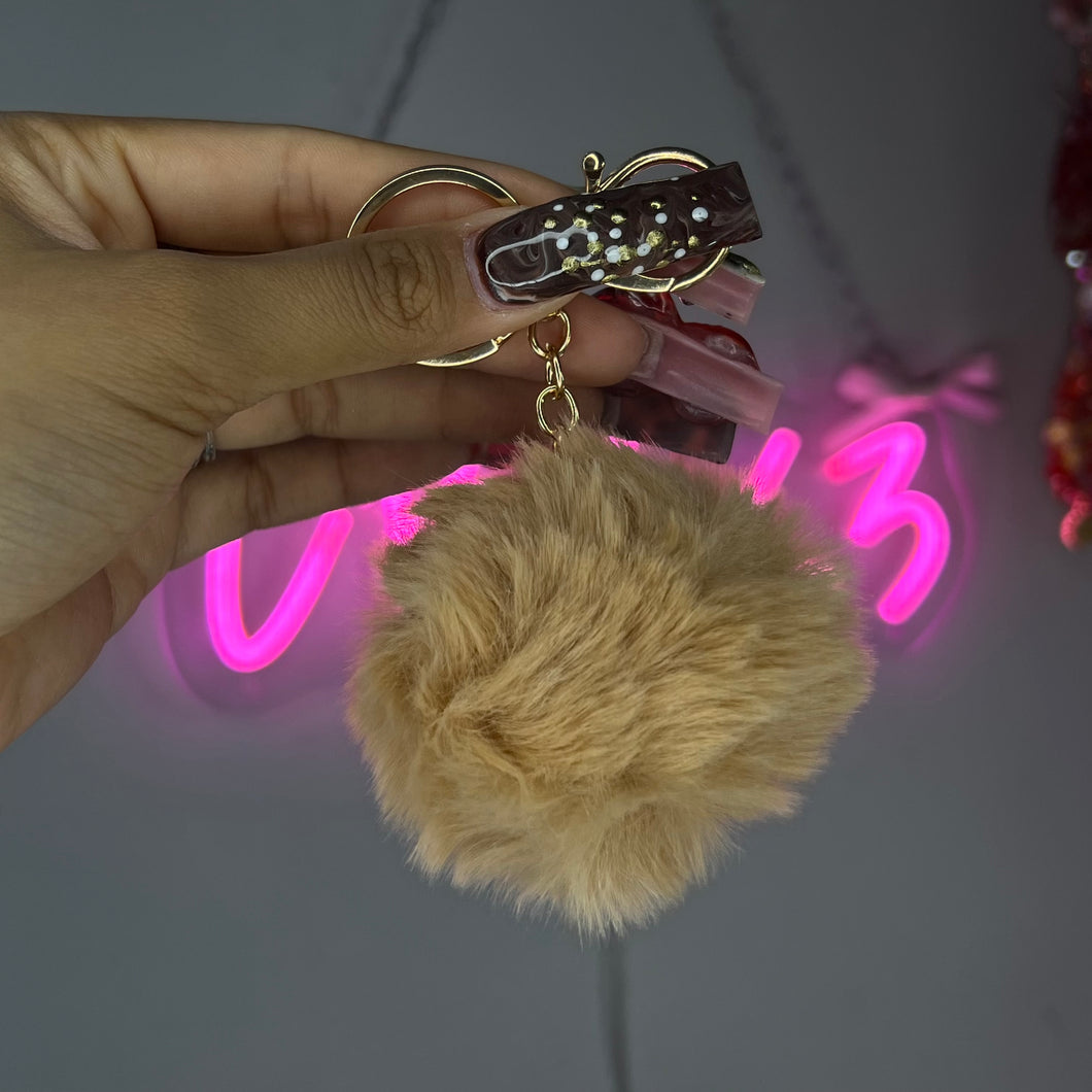 Brown Pom Pom Keychain/Purse Charm