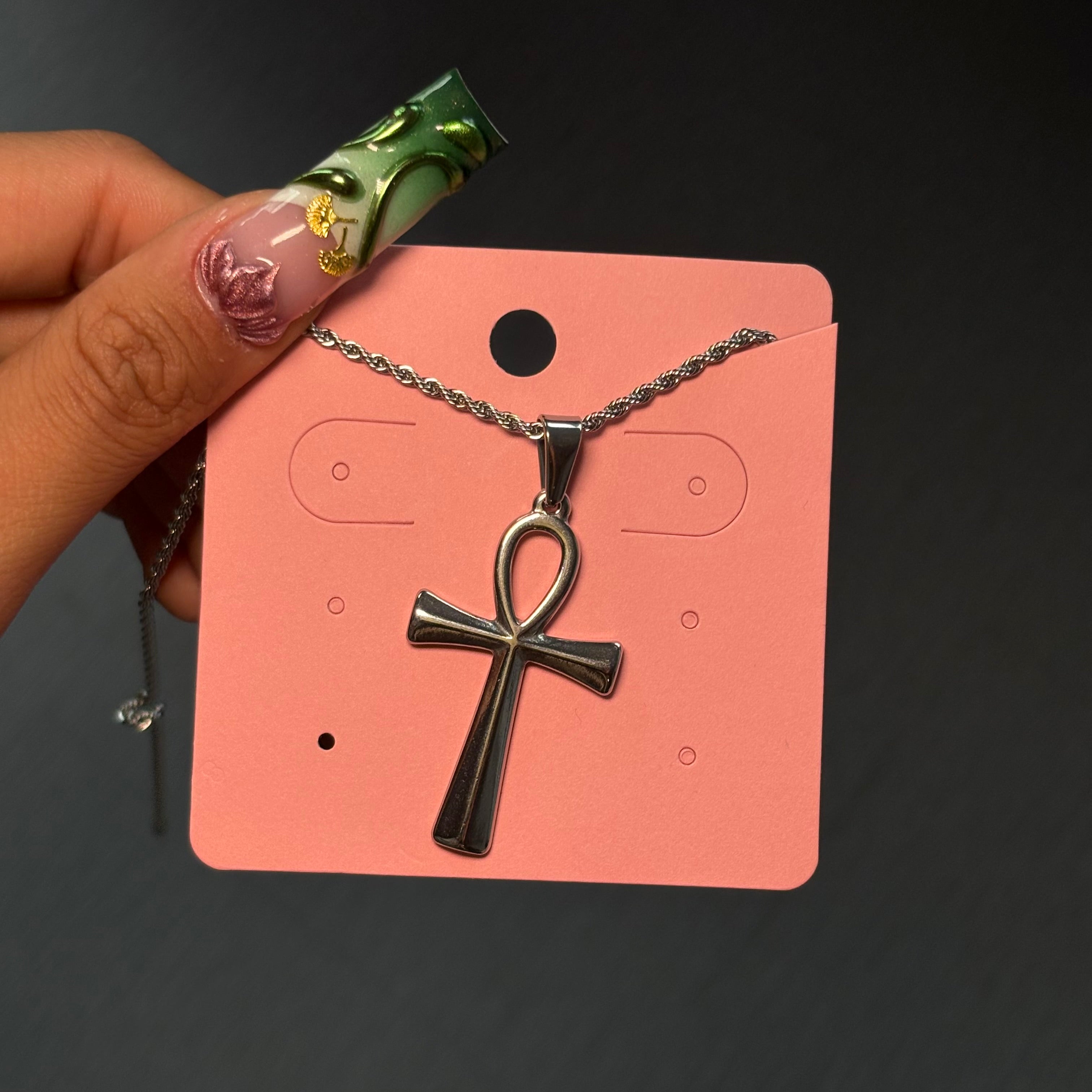 Silver XL Ankh Rope Necklace