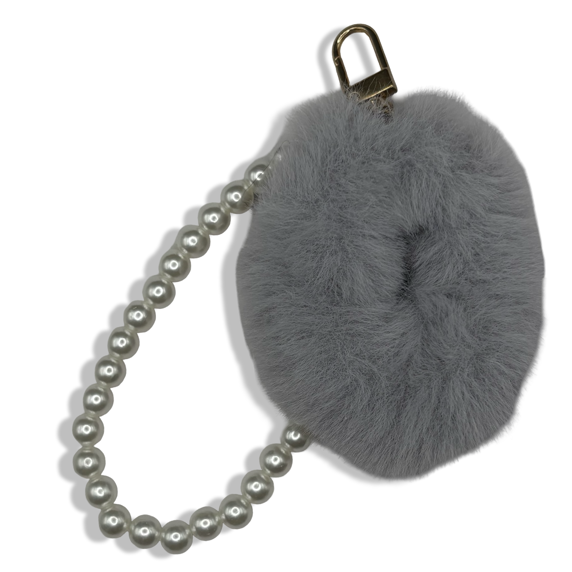 Grey Fluffy Pearlita Purse Charm