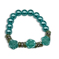 Blue Rosette Pearly Beaded Bracelet