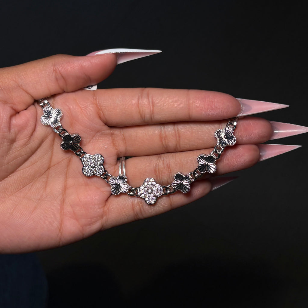 Silver Diamond Klover Tennis Bracelet
