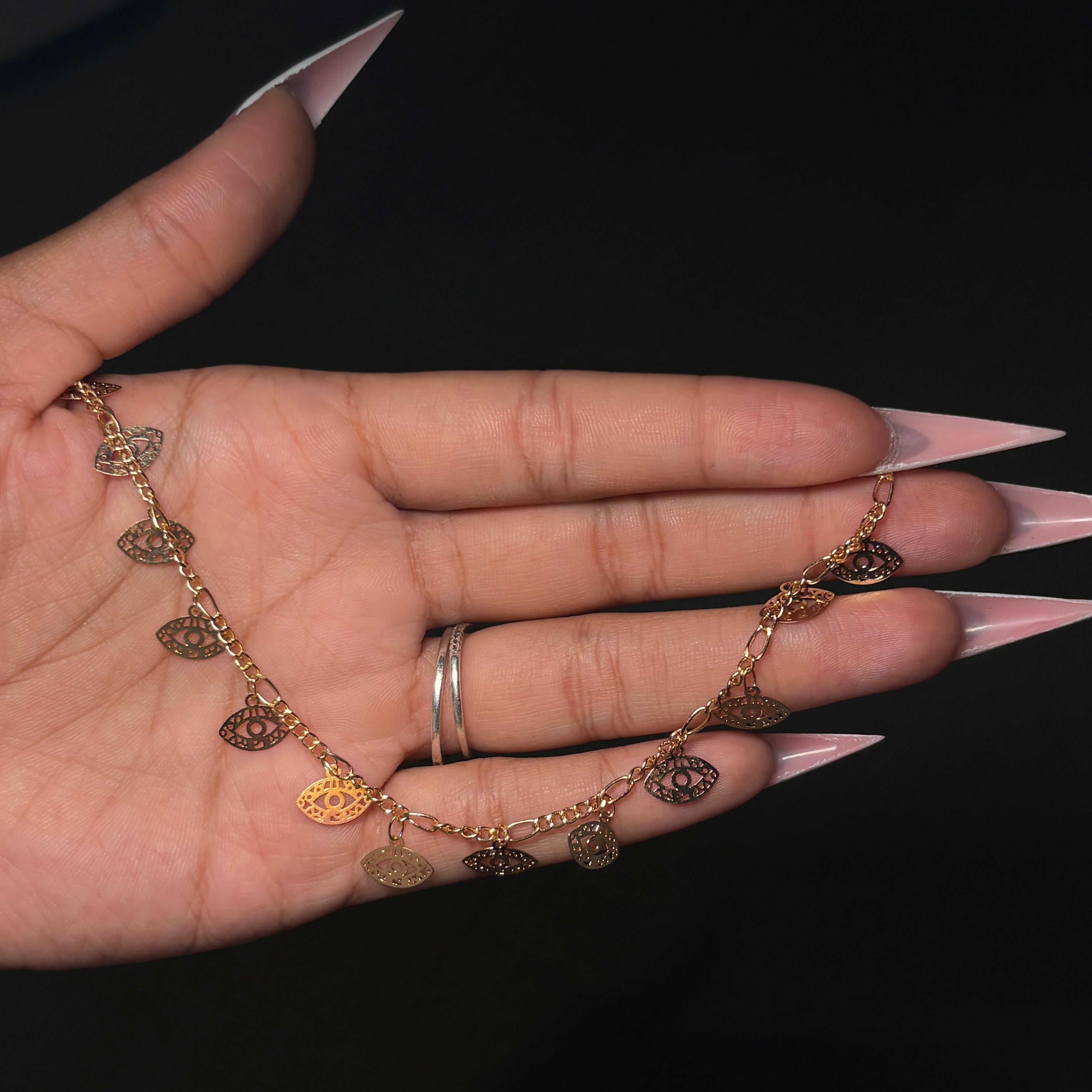 Gold Evil Eye Dangle Anklet