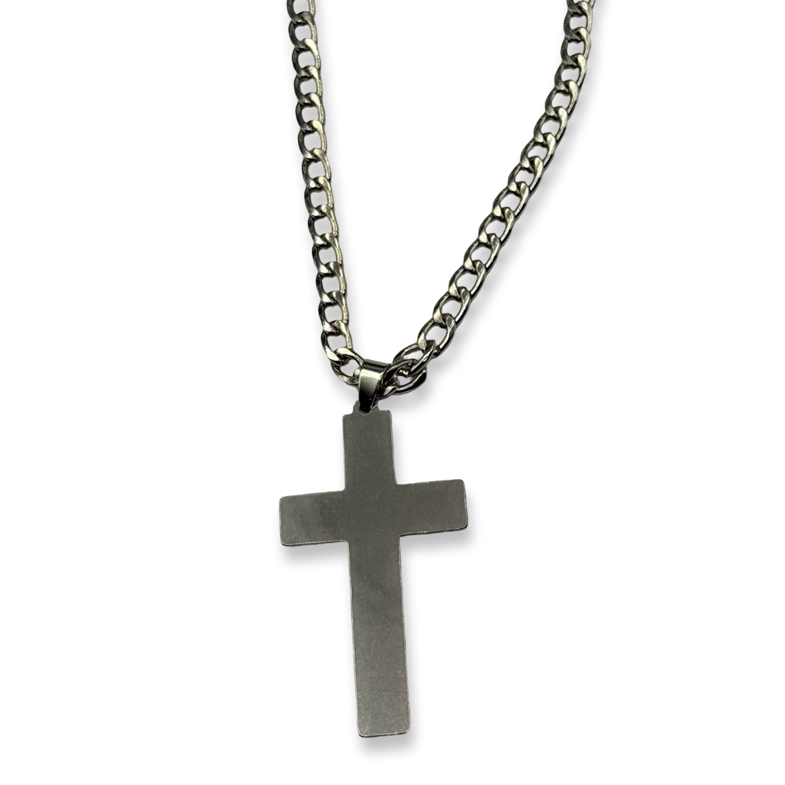 Silver Cuban XL Cross Necklace 20in