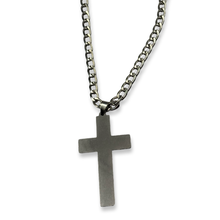 Load image into Gallery viewer, Silver Cuban XL Cross Necklace 20in
