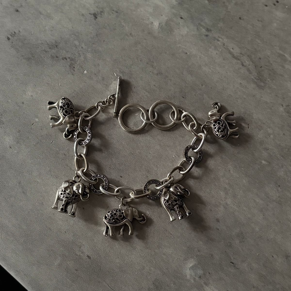 Silver Elephant Locket Charm Bracelet