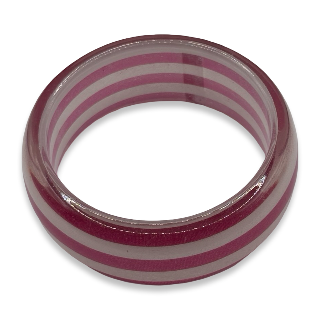 Pink & White Stripe Boba Bangle