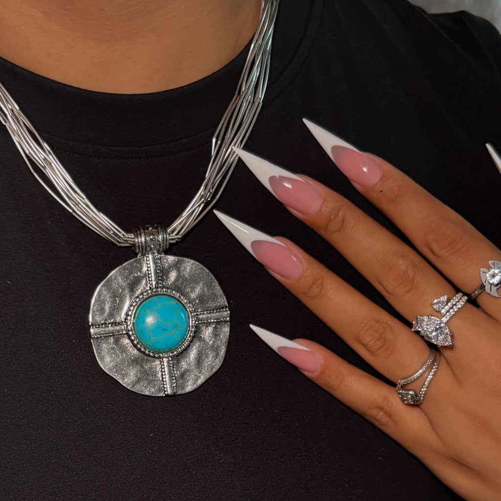 Silver & Blue Calypso Statement Turquoise Necklace