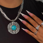 Silver & Blue Calypso Statement Turquoise Necklace