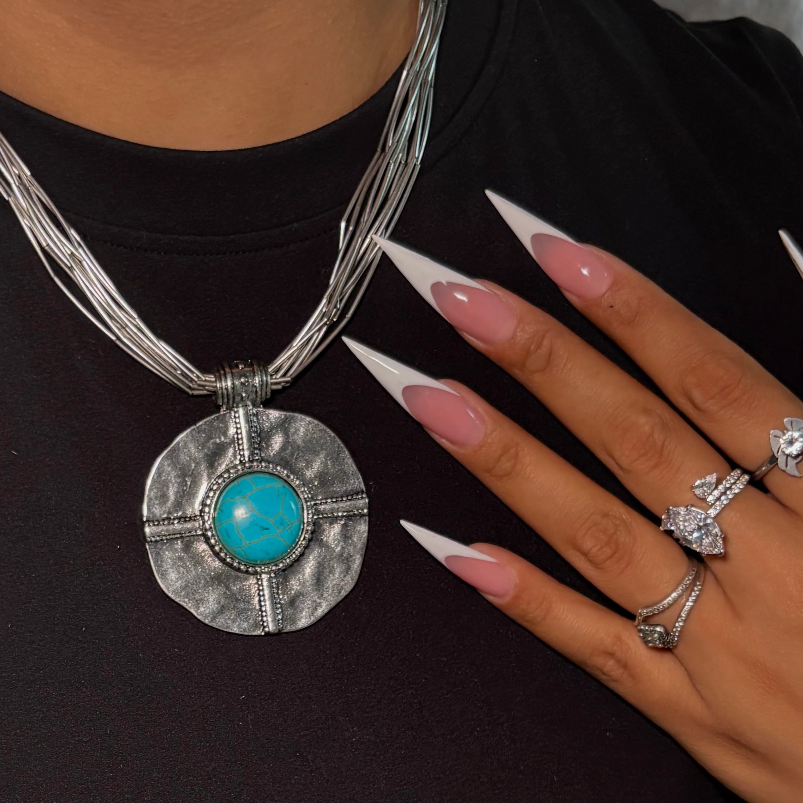 Silver & Blue Calypso Statement Turquoise Necklace