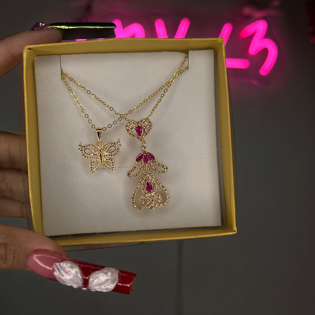 Gold BLOSSOM 2 pc Necklace Set (16in & 18in)