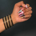 Gold Leather Animal Print Bangle Stack