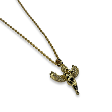 Load image into Gallery viewer, Gold Diamond Angel Babe Necklace
