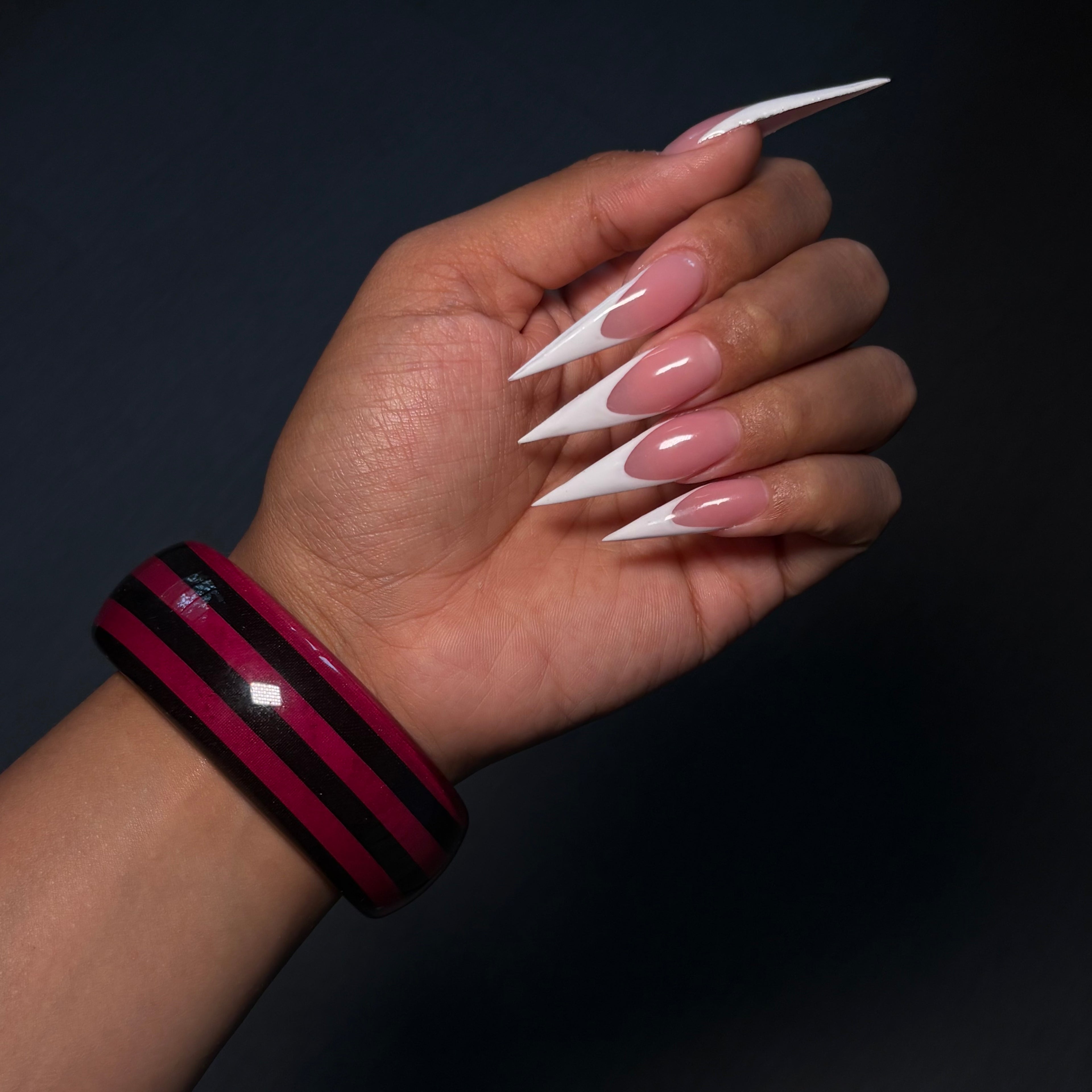 Pink & Black Stripe Boba Bangle