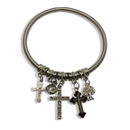 White & Silver Cross Spring Charm Bracelet