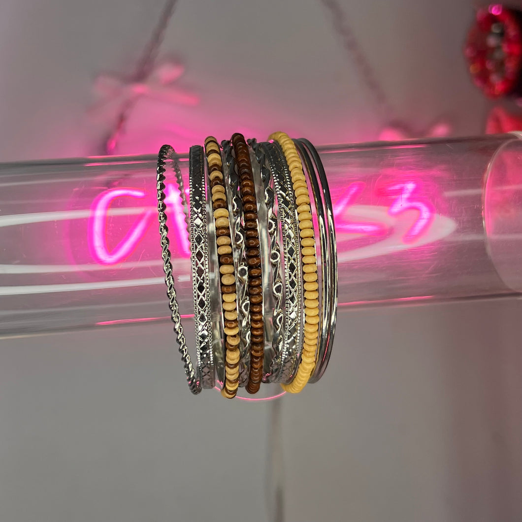 Silver Beach Babe Bangle Stack
