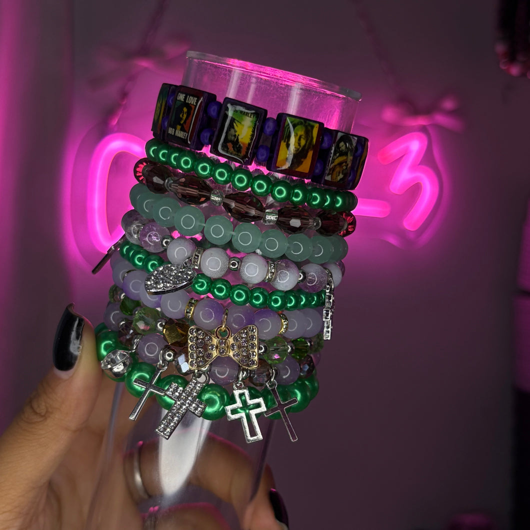 Daphne 💚💜 10PC Meg Stack (Beaded Bracelet Set)