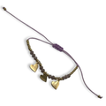Purple  n Gold 3 Hearts Adjustable String Bracelet
