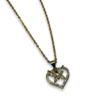 Load image into Gallery viewer, Gold Mariposita Heart Diamond Dainty Necklace
