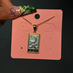 Gold Diamond The Moon Card Necklace