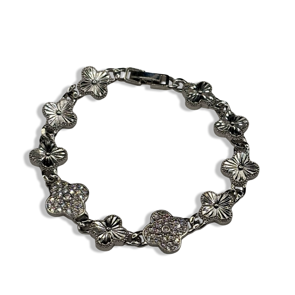 Silver Diamond Klover Tennis Bracelet