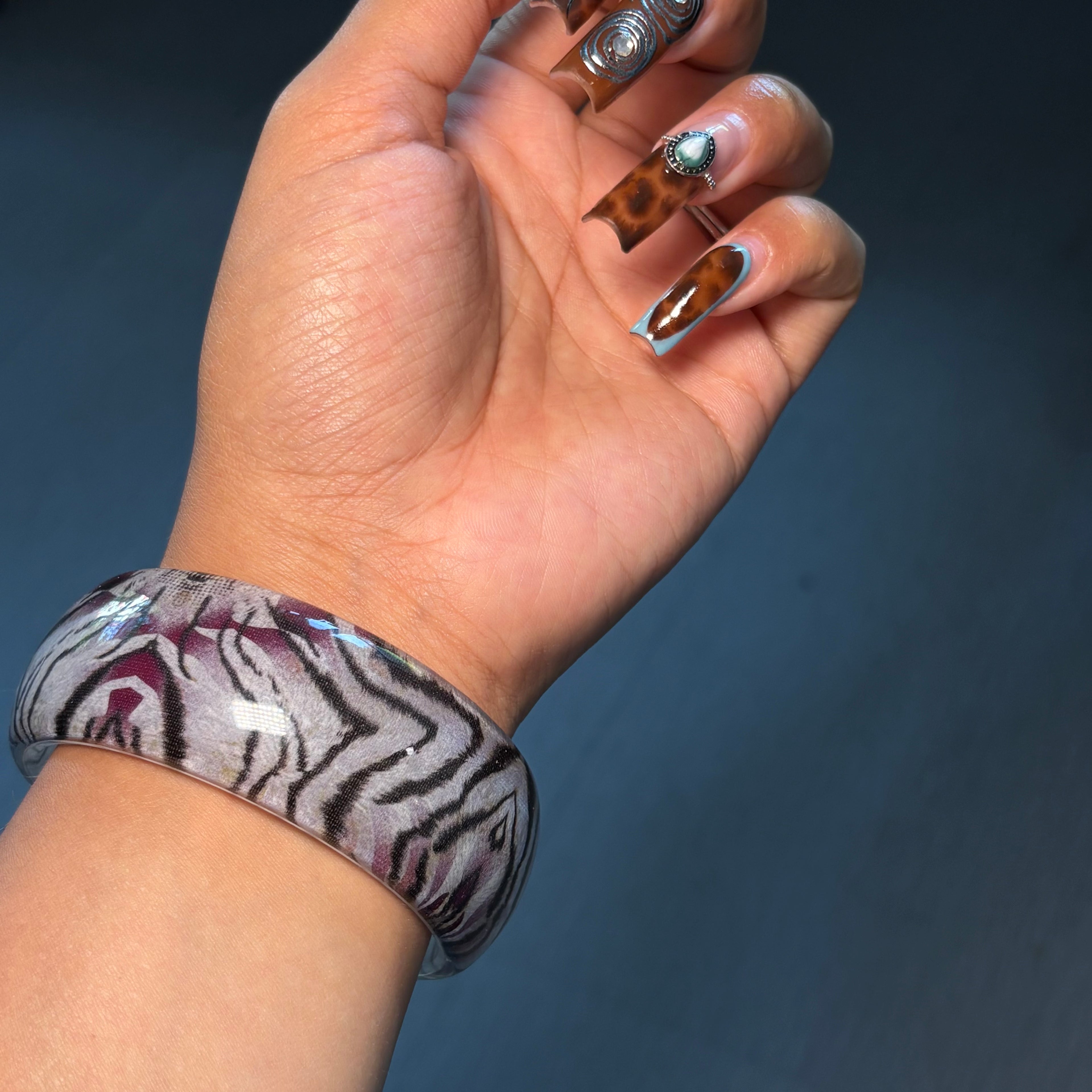 Black & White Tiger Print Boba Bangle