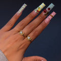 Gold Diamond Mini Flutter #3 Ring SZ 7