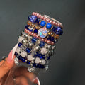 Blues & Neutrals 🌀🤎 10PC Beaded Mega Stacko