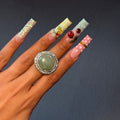 Silver Aventurine Adjustable Stone Ring