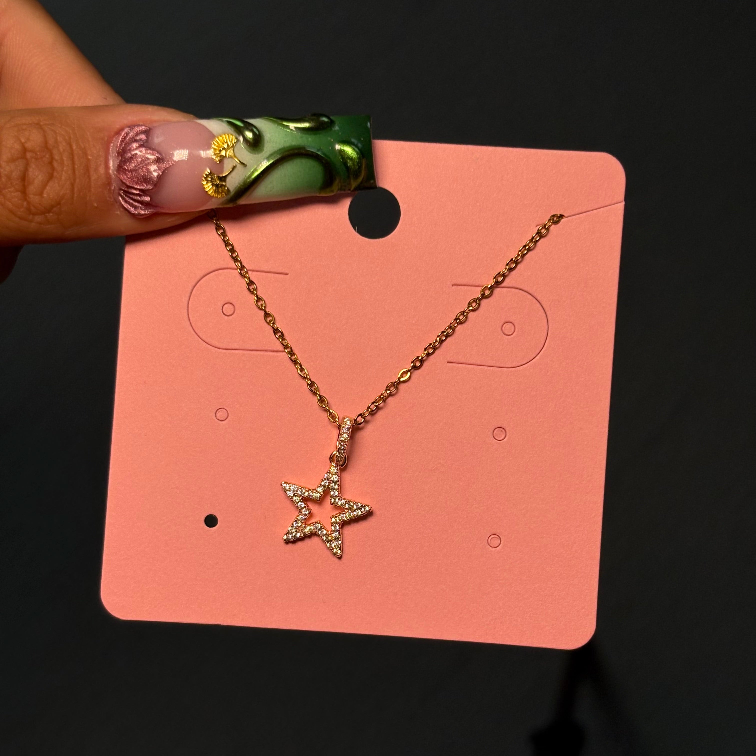 Gold Diamond Star Girl Necklace