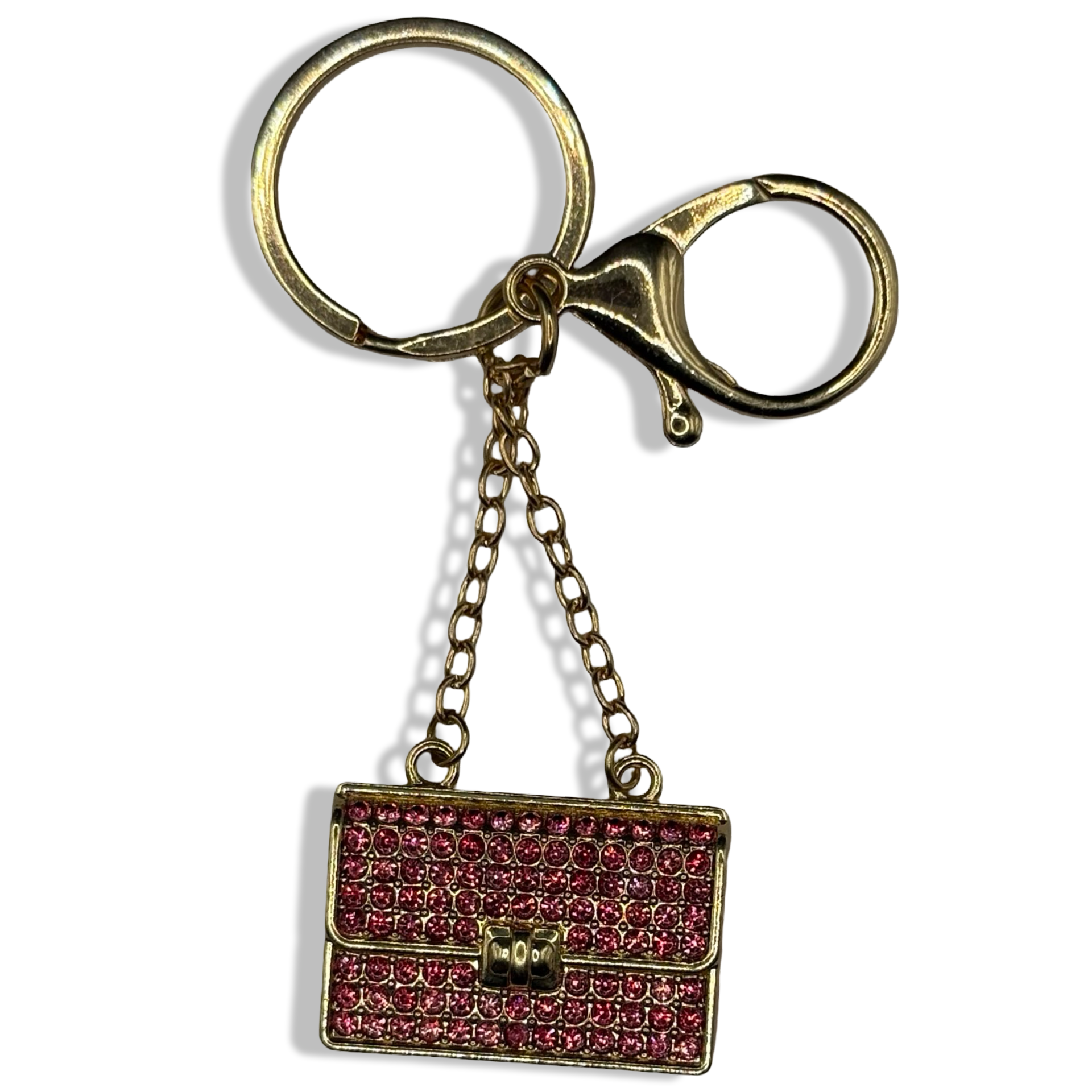 Gold & Pink Channelie Purse Charm