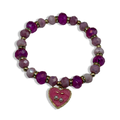 Hot Pink & Gold Cherry Luver Beaded Braceler