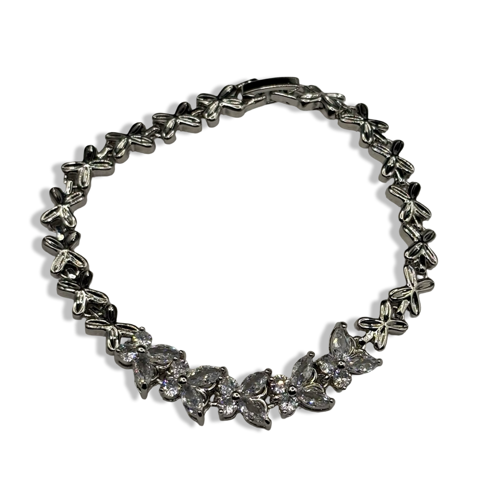 Silver Diamond Flutter Tennis Bracelet