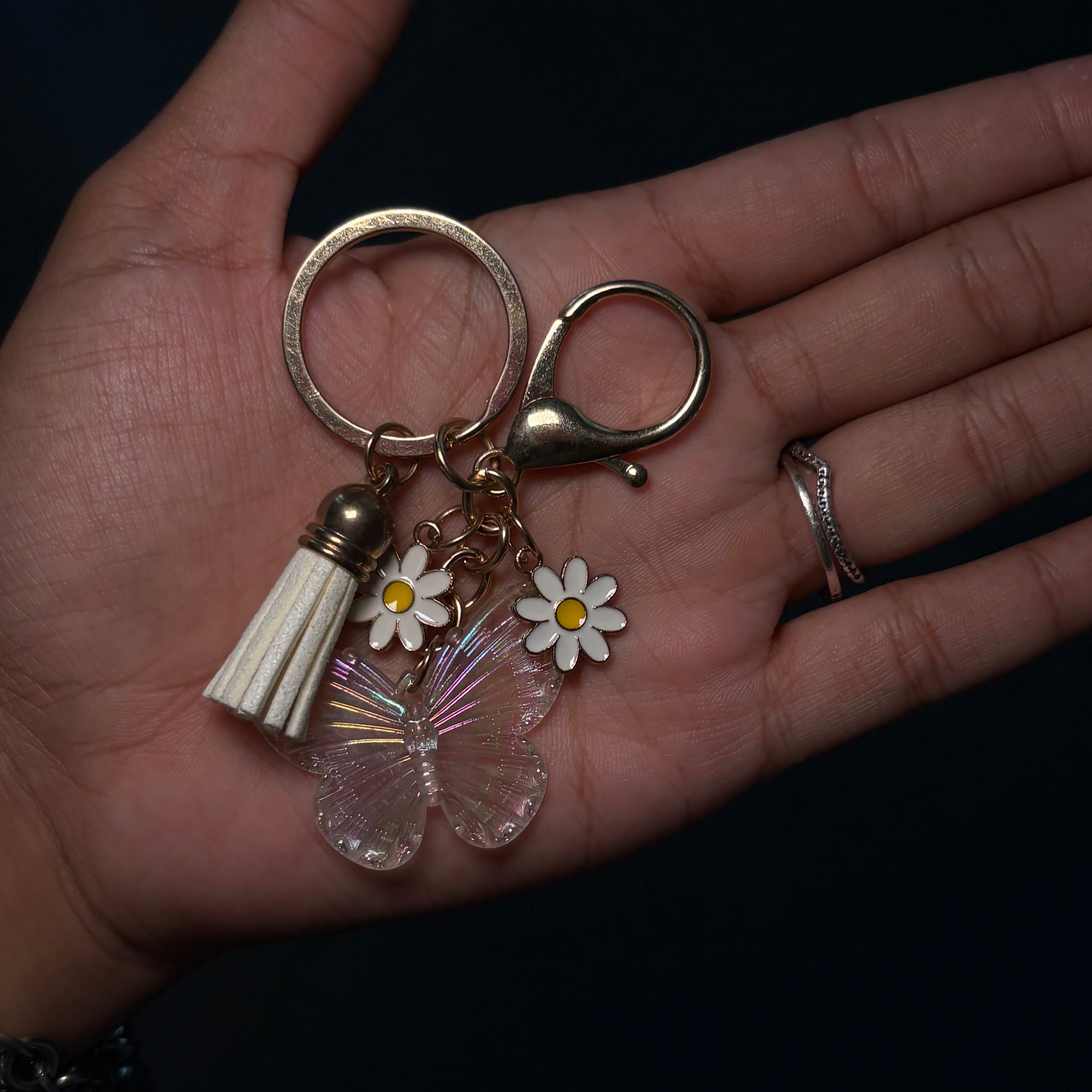 White Flower & Mariposa Charmed Purse Charm