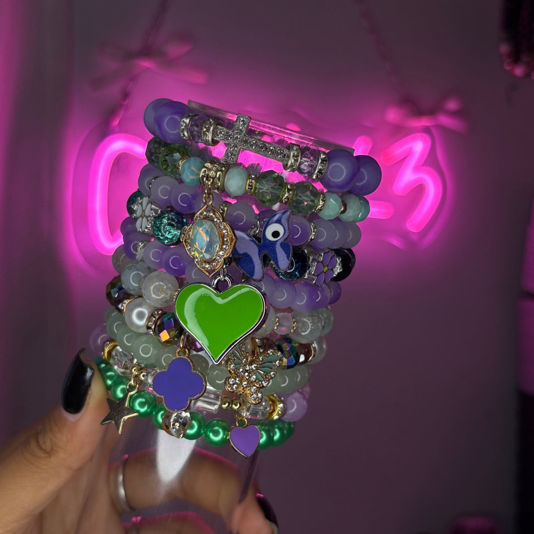 Joker Babe 💚💜 10PC Meg Stack (Beaded Bracelet Set)