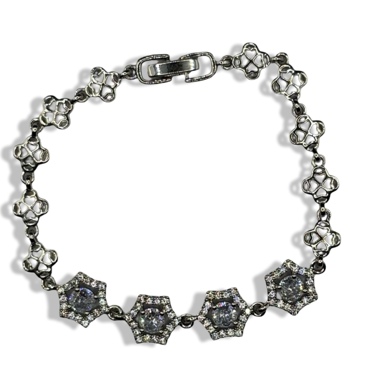 Silver Diamante Star Girl Tennis Bracelet